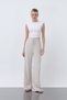 Women's Ribbed Waist Trousers -32224Pnt - Beige