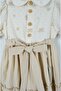 Beige Shirt Collar Flower Patterned Cotton Lined Girl's Dress with Bag (Age 2-5) - 6