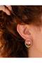 Rosabella Pink Enamel Flower Motif Pearl Art Earrings - 3