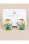 Isadora Pearl Flower Yellow Green Enamel Art Earrings