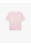 Cotton Heart Detail Short Sleeve Crew Neck Basic Crop T-Shirt - 2