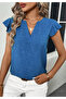 Women's Short Butterfly Sleeve V Neck Blouse