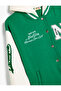 College Jacket Hooded Color Contrast Applique Detail Snap Button Raised - 3