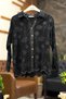 Embroidered collared capri sleeve shirt