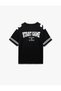 Crew Neck Half Sleeve V Neck Back Printed Oversize Sports T-Shirt - 4