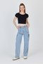 Black Crew Neck Cotton Slim Fit Crop T-Shirt 9199m - 2