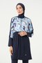 Women's Crop Detailed Sports Full Covered Hijab Swimsuit with Elastic Waist 3008-25 Dark Navy Blue - 4