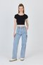 Black Crew Neck Cotton Slim Fit Crop T-Shirt 9199m - 6