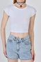 White Crew Neck Cotton Slim Fit Crop T-Shirt 9199m - 6