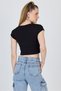 Black Crew Neck Cotton Slim Fit Crop T-Shirt 9199m - 5