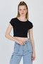 Black Crew Neck Cotton Slim Fit Crop T-Shirt 9199m - 3