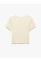 Basic Short Sleeve Crew Neck Textured Crop T-Shirt Wrinkled - 2