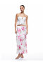 Viscose Fabric Midi Length Floral Satin Flared Skirt
