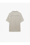 Cotton Regular Fit Apache Collar Buttoned Short Sleeve Openwork Striped Shirt - 4