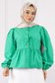 Green Sleeve Elastic Poplin Shirt - 4