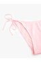 Ribbed Floral Textured Bikini Bottom with Drawstrings on the Sides - 3