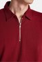 Men's Slim Fit Slim Fit 100% Cotton Zippered Claret Red Polo Neck T-Shirt - 3