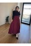 Kraş Skirt with Elastic Waist Burgundy