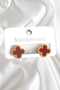 316L Steel Gold Color Engraved Detailed Clover Model Women's Earrings