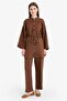 100% Linen Regular Fit Lace-Up Long Sleeve Hijab Shirt Tunic D4394Ax25Sm - 2