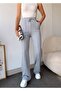 Women's Gray High Waist Drawstring Wide Leg Sweatpants - 2