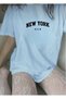Oversize Fit Baby Blue Color New York U.S.A Printed Relaxed Fit T-Shirt Unisex