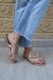 Zeyna Gold Mirror Flip-Flops Stone Detailed Women's Slippers - 2