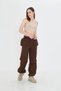 Brown Parachute Elastic Waist Cargo Pocket Leg Clip-On Trousers - 2