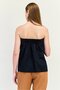 Women Straight Across Strapless Plain Blouse, Black - 3