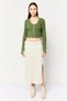 Offline X Aerie Women Round Neck Long Sleeve Textured Crop Top, Green - 4