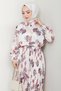 Satin Floral Fuchsia Pleated Skirt Suit - 4