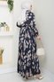 Satin Floral Black Pleated Skirt Suit - 4
