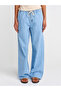 72007 100% Cotton Elastic Waist Slim Denim Trousers-Blue - 4