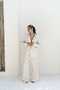Priskiana Lace-Up Taupe Trousers Shirt Set - 3