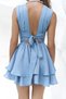 Zaneta Blue Linen Corset Detail Mini Dress - 8