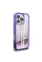 Apple iPhone 16 Pro Max Case Guess Licensed Transparent Liquid Glitter Gold Striped Cover Purple - 3