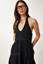 Mini Muslin Dress with Lace Stripe Black Lhf0030 - 4