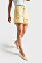 Women's Yellow Color 6S5-108 Mom Fit Relaxed Cut Midi Length 100% Cotton Denim Shorts - 5