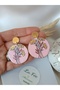 Steel Earrings Apparatus Pink Women's Earrings Polymer Clay Flower Earrings Handmade - 4