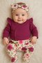 Rose Pattern Plum Colored 5-Piece Newborn Baby Girl Hospital Take-Home Set