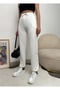 Women's White High Waist Jogger Sweatpants with Elastic Legs - 5