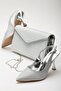 Women's Pointed Toe Shiny Evening Shoes and Bag Silver