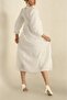 Women's White Embroidered Dress - 5