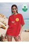 Women's Figure and Butterfly Printed T-Shirt Oversize Casual