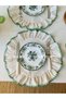 2 pcs ~ Olive Green Detailed Cream Raw Linen Placemat / Charger Plate - 3