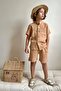 My Little Boy's Breathable Muslin Fabric Pocketed Summer Boys' Comfortable Set - Brown