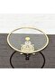 Glass Round Large Serving Plate 25 cm - Presentation Cast Gold Frame and Cast Foot