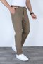Men's Classic Comfortable Fit Linen Trousers Mink - 2