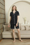 Women's Heart Detail Cotton Front Button Shorts Home Wear Pajama Set Black - 2