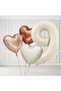 9 Years Old Retro Cream Beige Brown Heart Balloons Set Birthday Balloon with Cream Figures Stylish Party Ornament